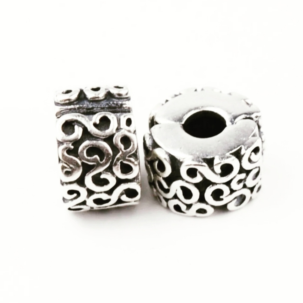 2 Authentic Pandora charm clips , silver hallmarked ALE S925 " S shape "…